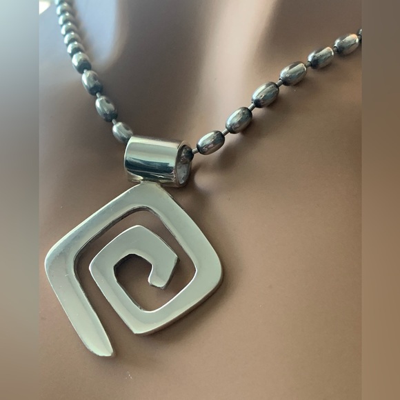 Silpada TAG TEAM - STERLING RARE HTF Spiral Pendant & Bubble Link Chain Necklace - Picture 2 of 10